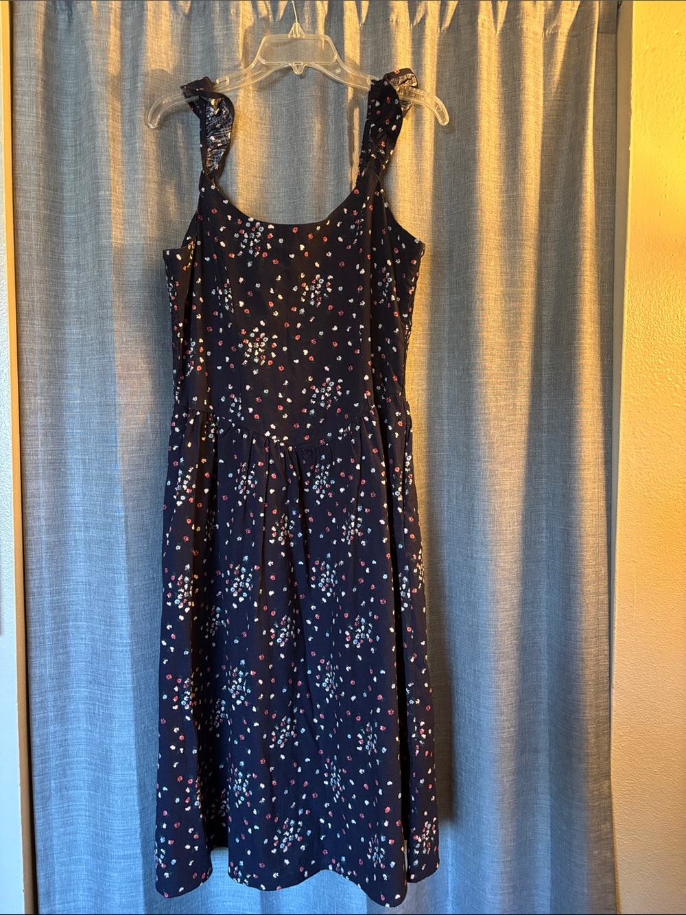 Universal Thread Navy Floral Tie-Strap Midi Dress